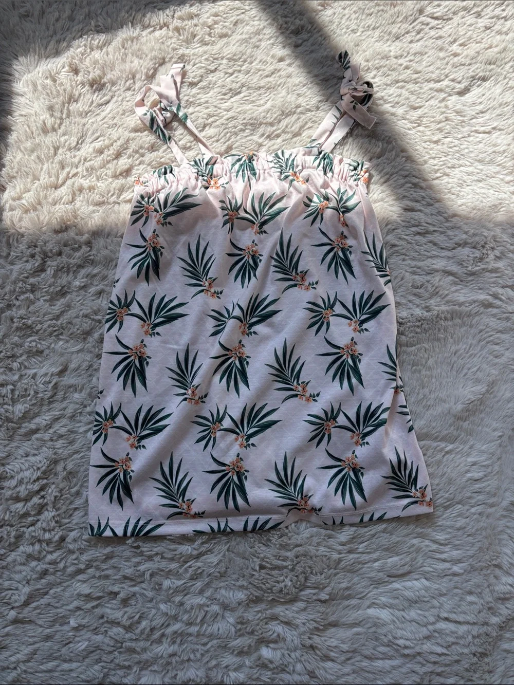 Old Navy Pink Tropical Leaf Tie-Strap Sundress